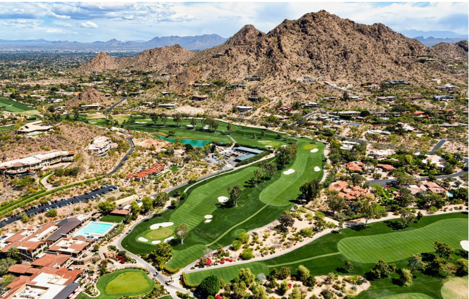 Aerial view of Paradise Valley at golden hour